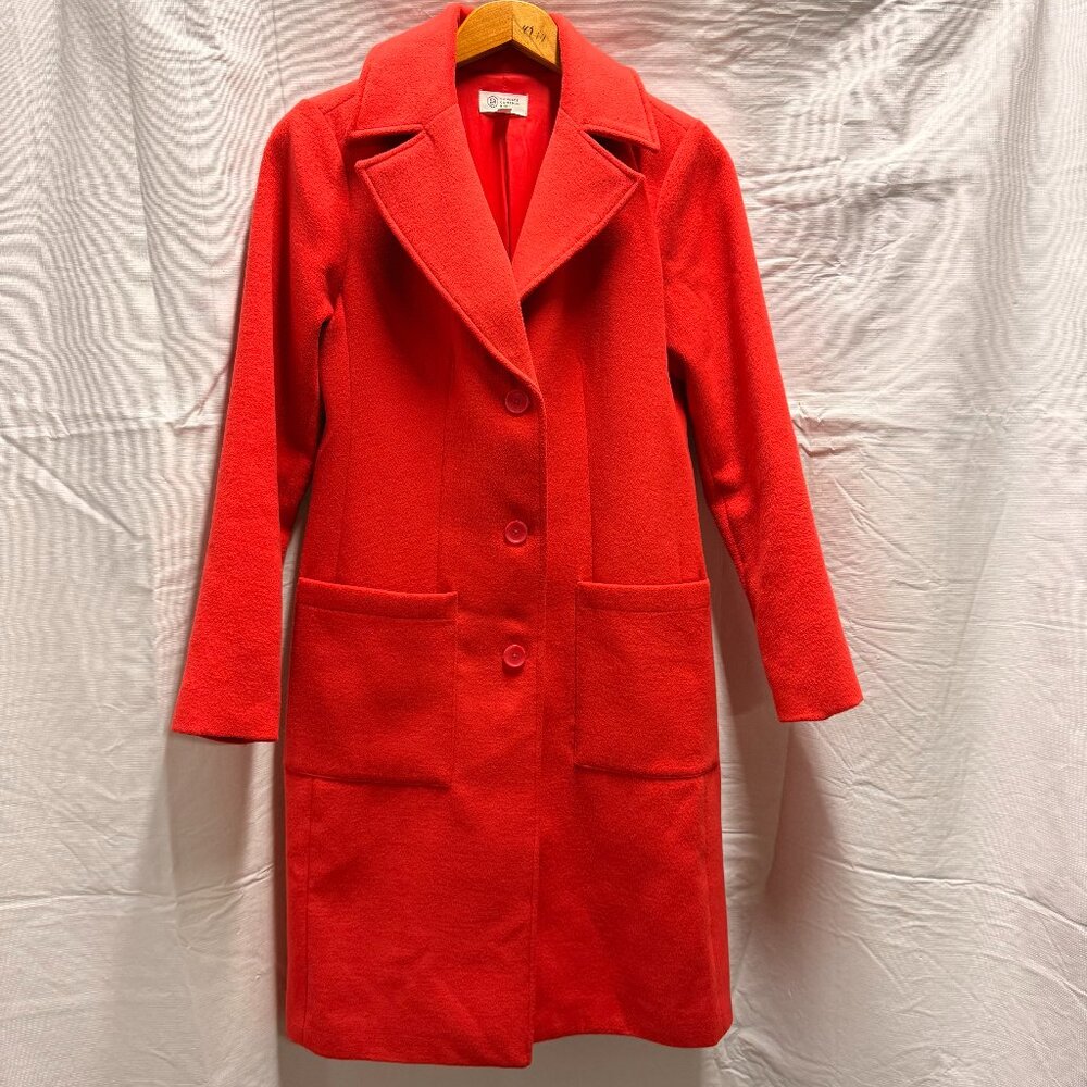 Candace Cameron Bure Regular Button-Front Tailored Coat Cherry  Size XXS